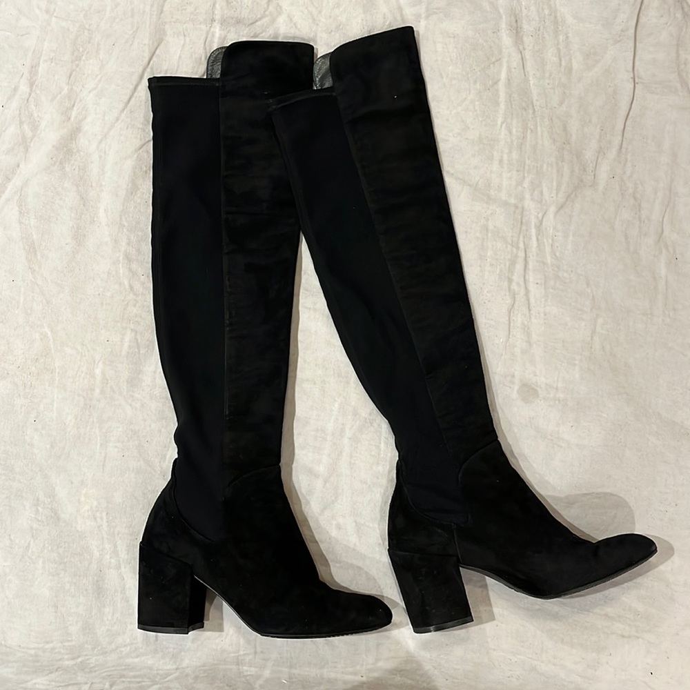 Stuart Weitzman iconic over the knee 5050 Black Suede Boot Sz 7.5